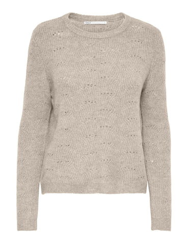 ONLY Women's Onllolli L/S Pullover KNT Noos Sweater, Taupe Gray, M