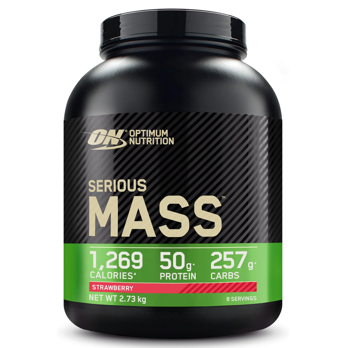 Optimum Nutrition Serious Mass Protein Powder High Calorie Mass Gainer with Vitamins, Creatine and Glutamine, Strawberry, 8 Servings, 2.73 kg, Packaging May Vary