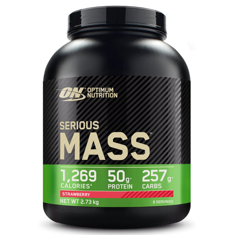 Optimum Nutrition Serious Mass Protein Powder High Calorie Mass Gainer with Vitamins, Creatine and Glutamine, Strawberry, 8 Servings, 2.73 kg, Packaging May Vary