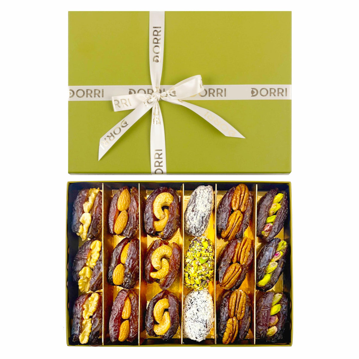 Dorri - Filled Medjool Dates with Nuts 550g - Premium Medjool Dates - Almond Nuts, Cashew, Pecan, Pistachio, Walnut - Dried Fruit Gift Set