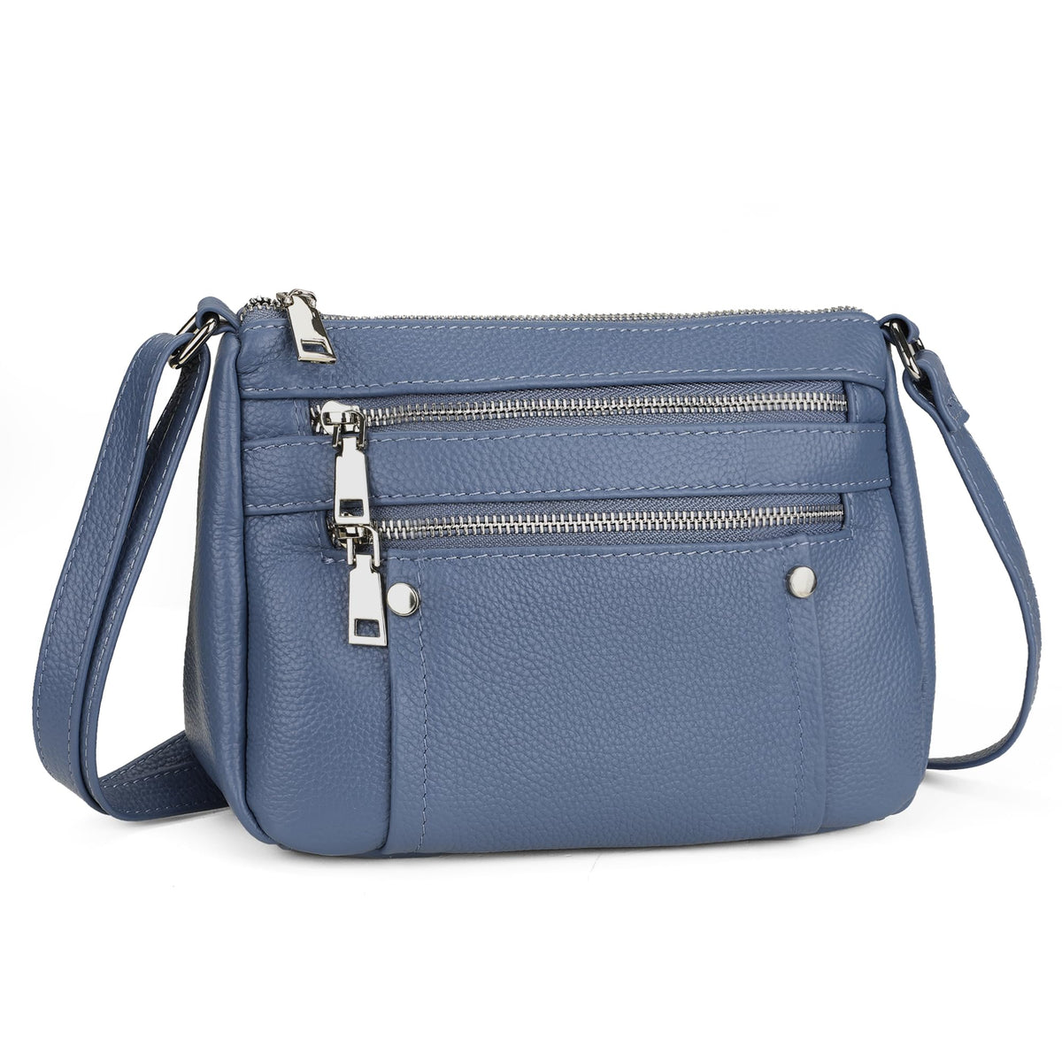 befen Genuine Leather Cross Body Bag for Women Blue Cell Phone Bag for Ladies Small Pocketbook Shoulder Bag for Girls with Detachable Strap