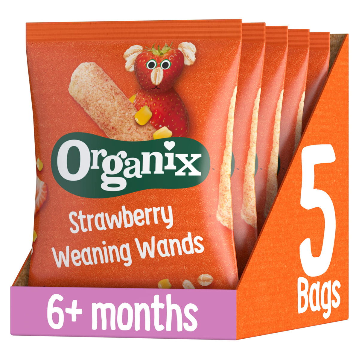Organix Strawberry Weaning Wands 6+ Months 25g (Pack of 5)
