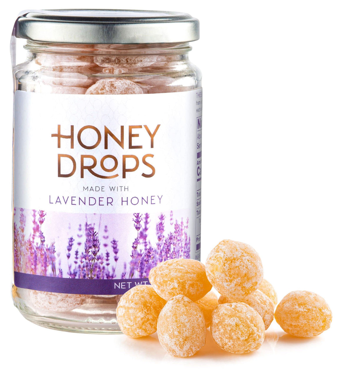 Gourmanity Honey Drops Made With Lavender Honey, 7 oz Jar, Hard Honey Candy From Provence, France, Boules Fourrees Miel, Lavender Honey Drops