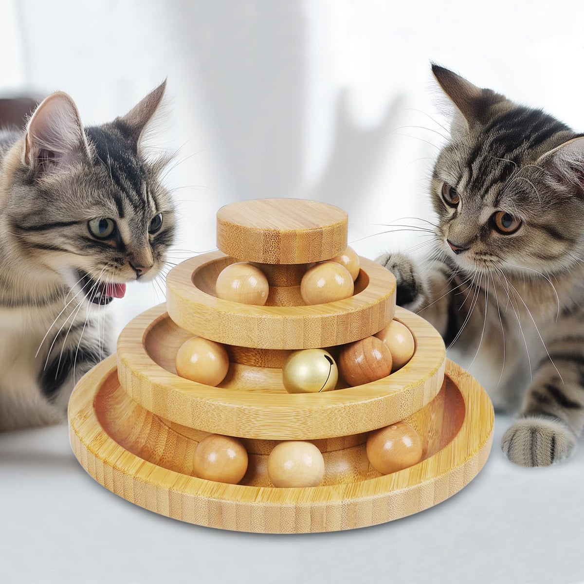 DoogCat Cat Ball Track,Cat Ball Toy,Kitty Toys Roller,3-Level Cat Ball Tower with 9 Removable Balls,Interactive Cat Toy,Circle Track DIY Fun Toy for Kitten Mental Physical Exercise - Large Size