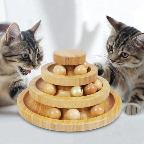 DoogCat Cat Ball Track,Cat Ball Toy,Kitty Toys Roller,3-Level Cat Ball Tower with 9 Removable Balls,Interactive Cat Toy,Circle Track DIY Fun Toy for Kitten Mental Physical Exercise - Large Size