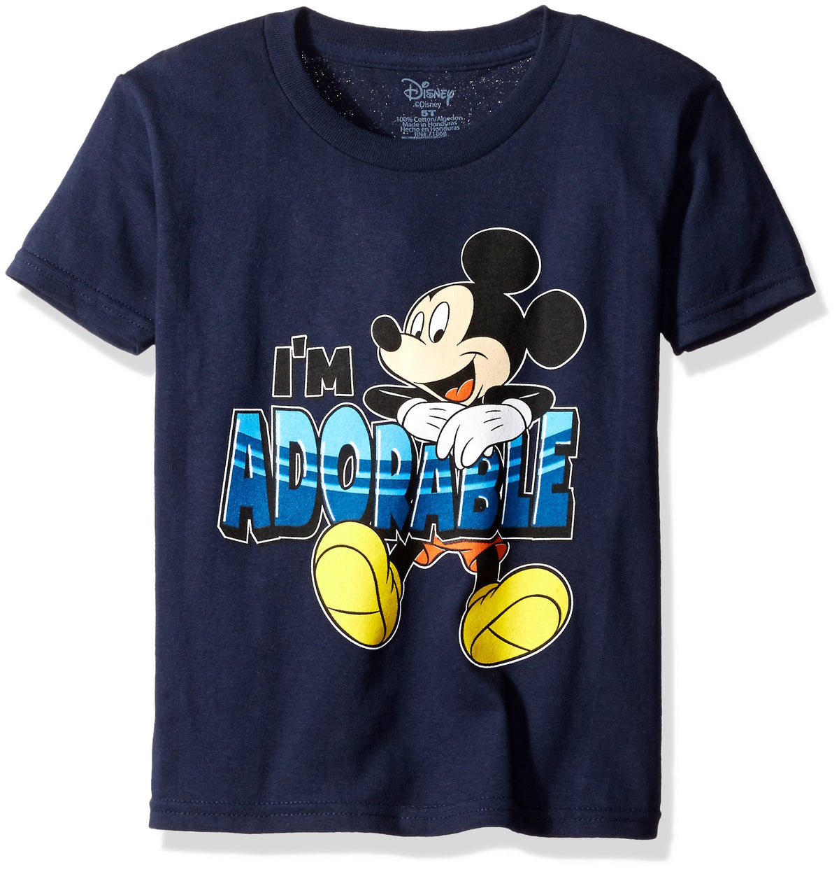Disney Little Boys' Mickey Mouse I'M Adorable Toddler Boys T-Shirt, Navy, 3T