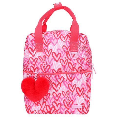 Depesche 12232 TOPModel One Love Backpack for Children in Red and Pink with Plush Heart, Bag with Adjustable Straps and Pendant, Multicoloured