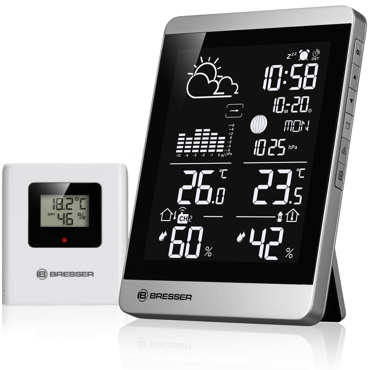 Bresser ClimateTemp NDV-NEO Wireless Weather Station with Outdoor Sensor, Temperature and Humidity Display, Weather Forecast, Frost Warning, Vertical