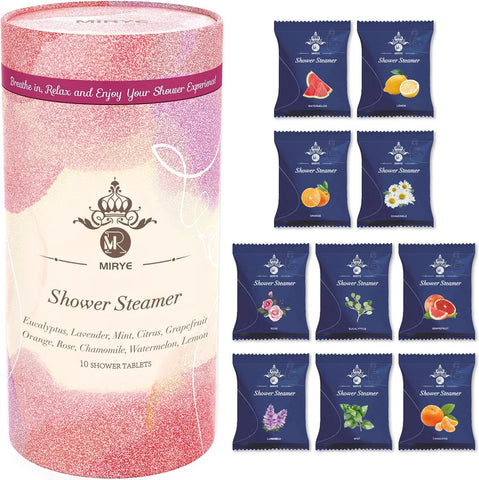 MR MIRYE Shower Steamers Aromatherapy 10 XL - Shower Bombs Organic with Essential Oils, New Year Gifts, Self Care Home SPA Birthday Gifts for Men Girl Friend, Mother's Day Gifts for Women Wife