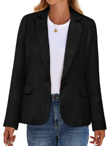 luvamia Tweed Blazers for Women Business Casual Dressy Blazer Jacket Womens Blazer Womens Work Clothes Business Casual Clothes for Women Black Size Medium Fits Size 8 / Size 10