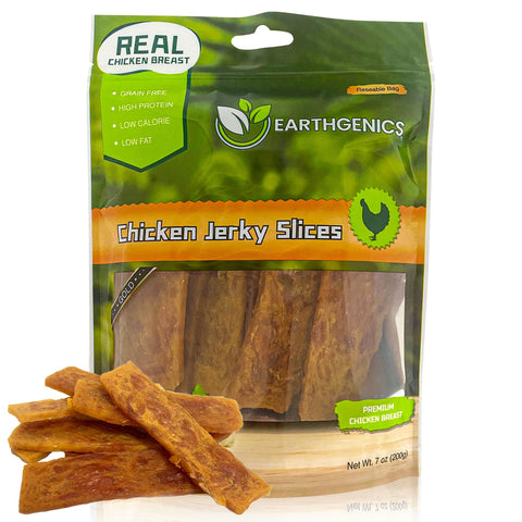 EarthGenicsÃƒÆ’Ã†â€™ÃƒÂ¢Ã¢â€šÂ¬Ã…Â¡ÃƒÆ’Ã¢â‚¬Å¡Ãƒâ€šÃ‚Â® Chicken Jerky Dog Treats - Lean, Tender 100% Natural Chicken Breast for All Ages, High in Protein, Minerals, B6 & B12, No Harmful Additives, Improves Skin & Coat (7oz.)