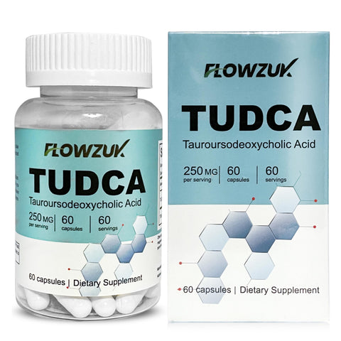 Flowzuk TUDCA Tauroursodeoxycholic Acid Supplements - Bile Salt TUDCA Supplement for Liver Support, Bile Production, Digestion & Immune System Support - 60 Capsules (250mg)