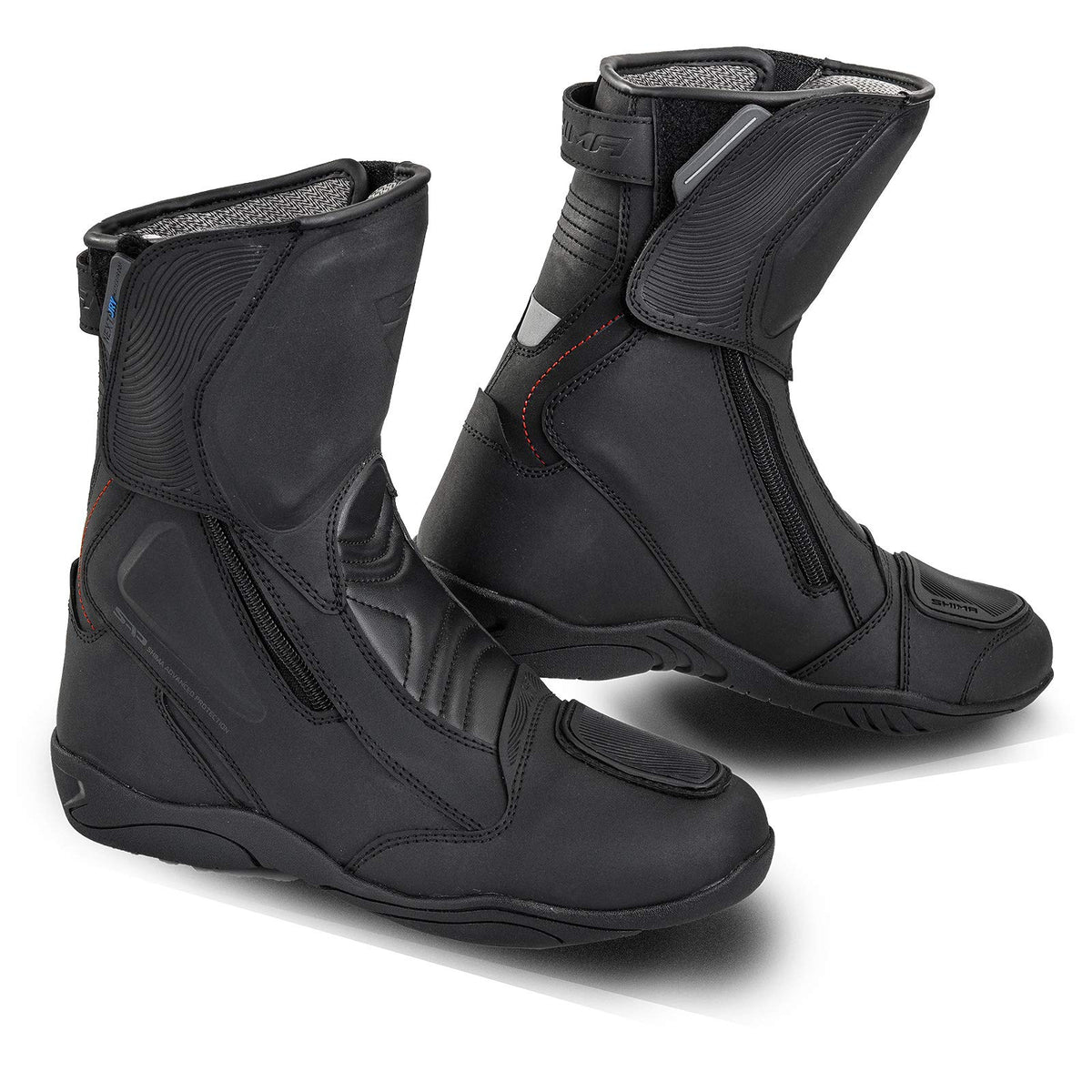 SHIMA TERRA LADY, Motorcycle boots for Woman - Reinforced Leather Womens Biker with Side Zipper, Ankle Support, Anti-Slip Sole, Gear Shift Handle (Black, 5,5)