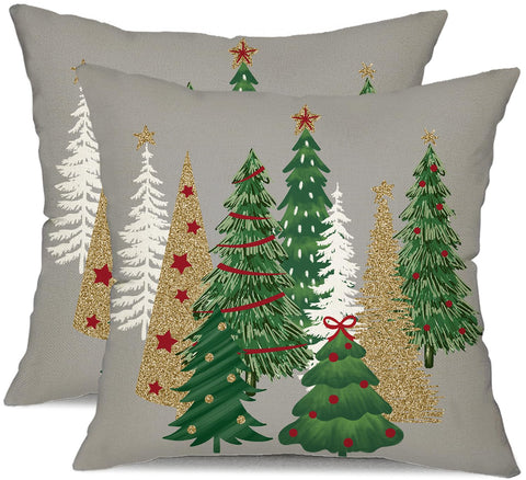 DFXSZ Christmas Pillow Covers 18x18 Inch Set of 2 Christmas Tree Decorative Grey Throw Pillows Winter Christmas Decor for Home Couch TH-50D18