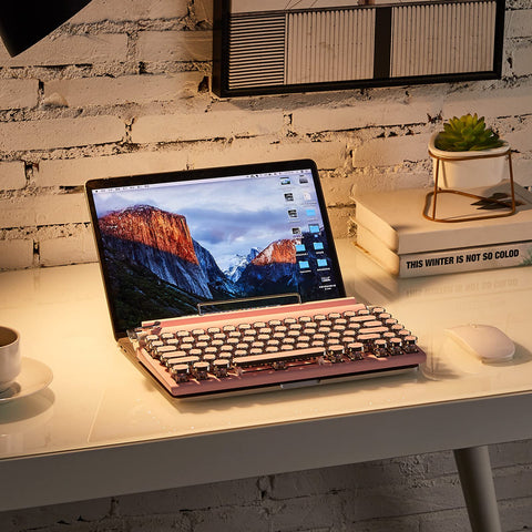 Electric Typewriter Vintage, 83 Key Typewriter Style Mechanical Gaming Keyboard with Knob Control, Punk Round Keys, for Android, for Win 10, for iOS, for OS X Laptop ()