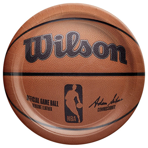 Amscan NBA Wilson 7" Round Paper Plates - 18 Count | Officially Licensed Disposable Plates Perfect for Basketball Fans
