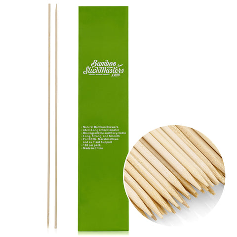 BAMBOO STICK MASTERS 40cm Wooden Skewers Sticks Extra Long Strong for BBQ Barbecue Kebab Marshmallow Roasting Chocolate Fountain Campfire Fondue (Bamboo Sticks)