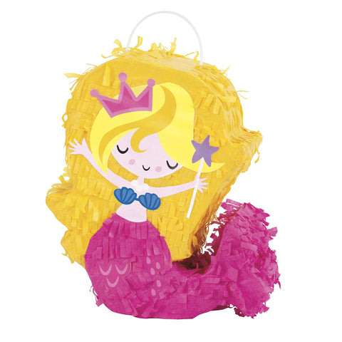 Yellow & Pink Mini Mermaid PiÃ±ata Favor Decoration - 1 Pc - Perfect for Kids' Birthday & Mermaid-Themed Parties