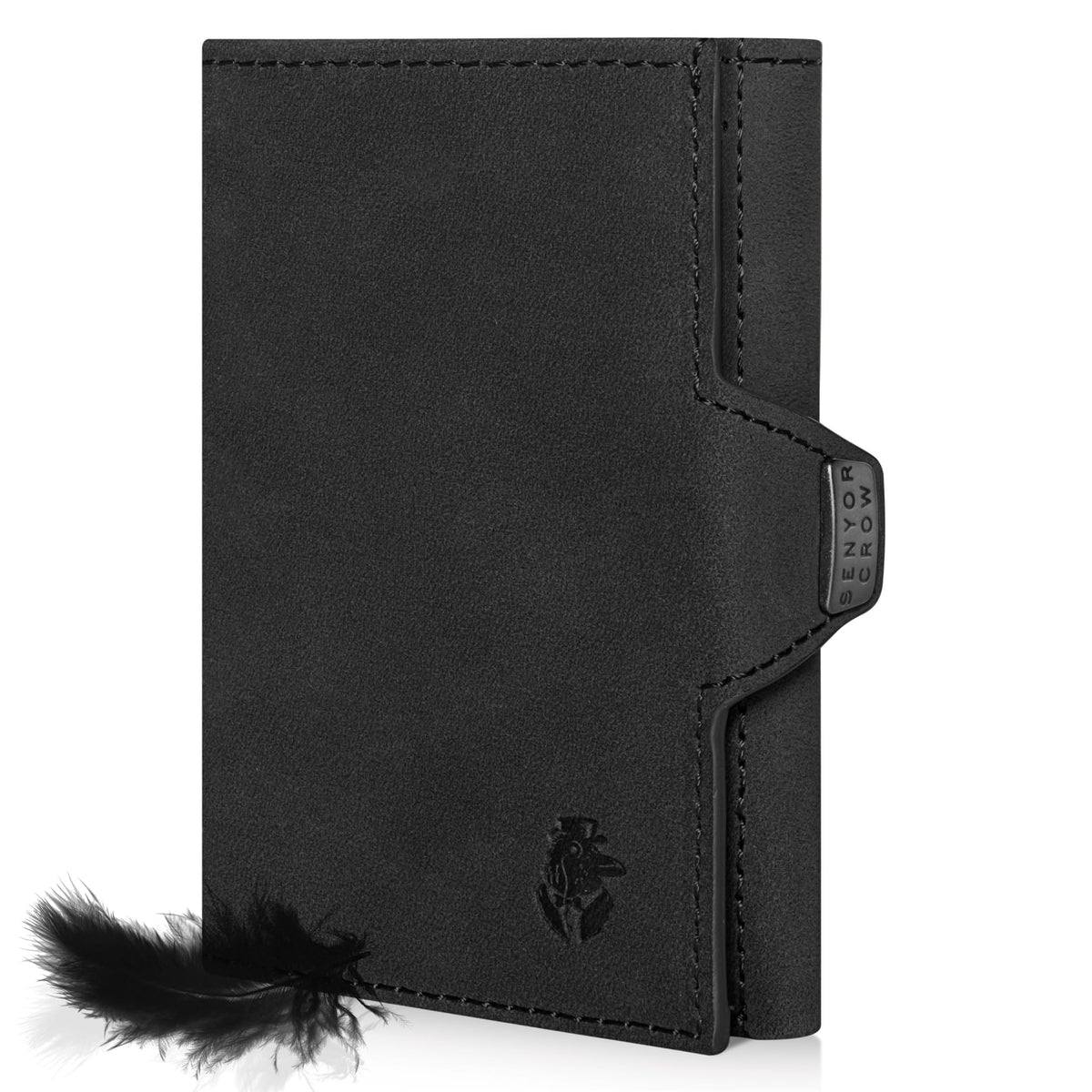 SENYOR CROW® Slim Wallet with Coin Compartment and RFID Protection, NewGen Wallet Made of Genuine Leather, High-Quality Wallet, Card Holder for 11 Cards, black, standard size, Modern