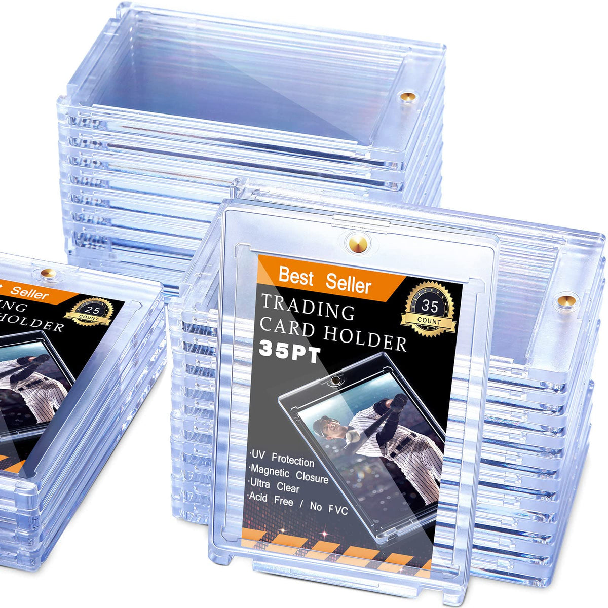 35PT Magnetic Card Holders Trading Card Protectors Baseball Card Protectors Magnetic Card Sleeves for Game Sports Cards Baseball Cards Display (35 Pieces)
