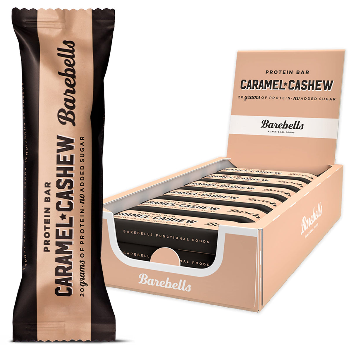 Barebells Protein Bars | 20g protein low carb chocolate bars | after workout low calorie snacks 12 x 55g (Caramel Cashew)