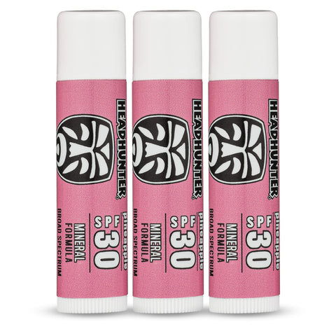 Headhunter Pineapple Sport Chapstick Sunscreen SPF 30, Natural Mineral Lip Balm For Sun Protection, Waterproof Lip Sunscreen For Ultra Sport Protection and Solar Defense, Reef Safe Sunblock Chap Stick (3 Pack)
