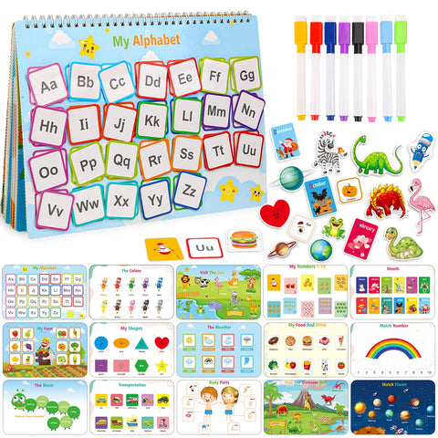DINORUN Montessori Toys Busy Book for Toddlers 30 Themes Toddler Toys Preschool Learning Books Educational Toys for 2 3 4 5 Year old Boys and Girls