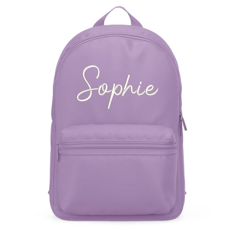 Purple Print House Personalised Embroidered Name in Swirl Font Mini Back Pack, Back to School Accessory for Kids, Nursery Reading Bag for Girls, One Size, Lavender