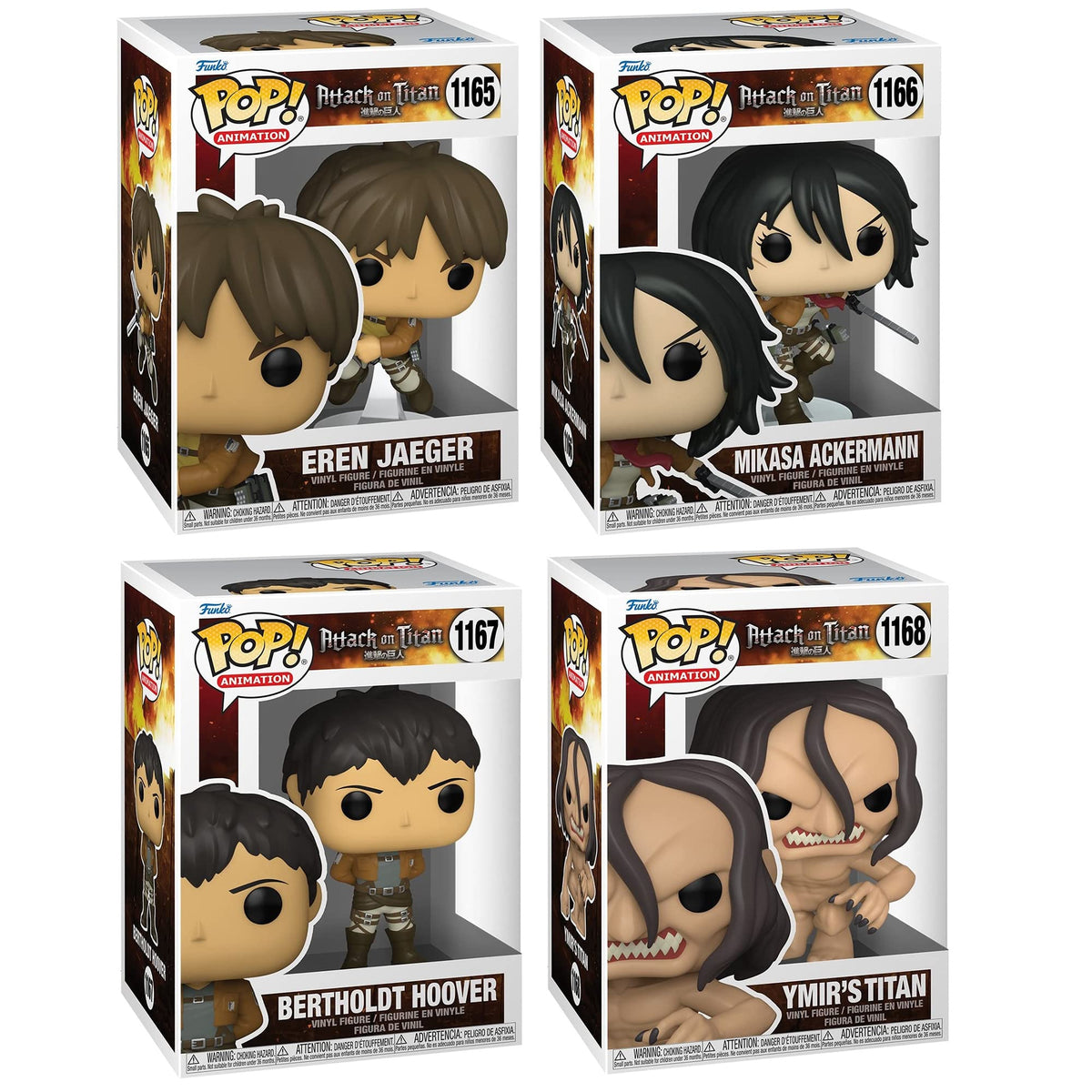 Funko Pop! Animation: Attack on Titan Season 3 Collectors Set: Ymir's Titan, Bertholdt Hoover, Eren Yeager, and Mikasa