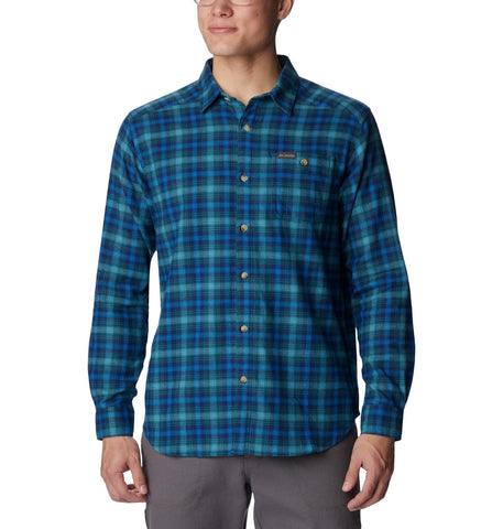 Columbia Men's Cornell Woods Flannel Long Sleeve Shirt, Bright Indigo Tartan Ombre, XX-Large