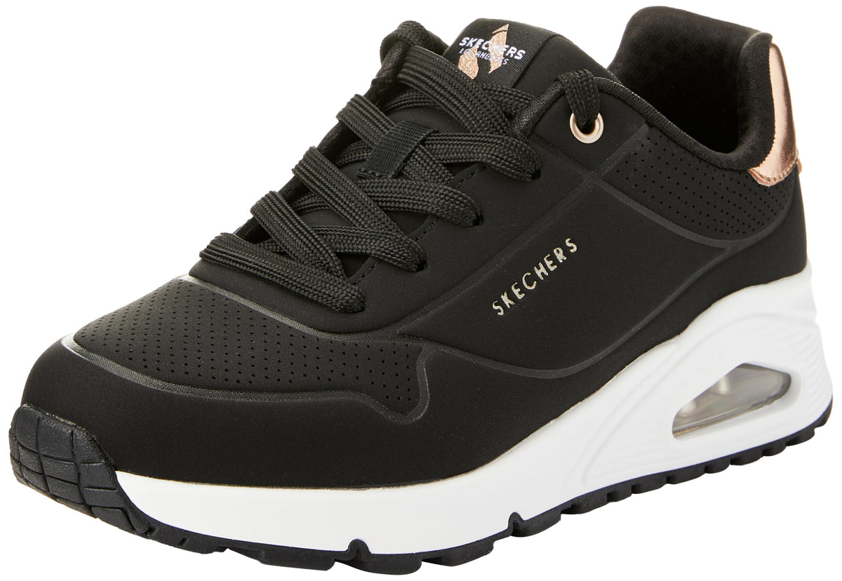 Skechers UNO GEN1-SHIMMER Away Sneaker, Black, 4.5 US Unisex Big Kid
