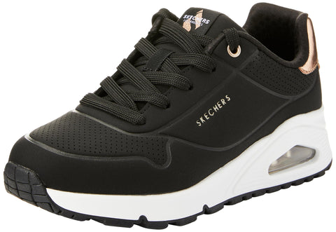 Skechers UNO GEN1-SHIMMER Away Sneaker, Black, 4.5 US Unisex Big Kid