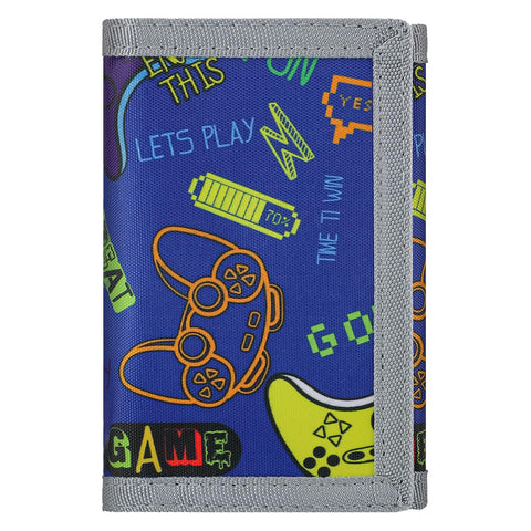 JONYEE Kids Wallets for Boys Ages 4-18 Trifold, Toddler/Youth Wallet for Boys with Zippered Coin Pocket and Card Holders, Novelty Wallet for Childrens Birthday Gifts, Dark Blue Gamepad, One Size,