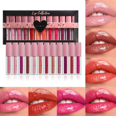 12 Colors Tinted Lip Gloss Set, 2024 Hydrating Moisturizing liquid Lipsticks Set Not Fade Waterproof Glow Oil Rich Colors Full Lips Gloss For Women Girls