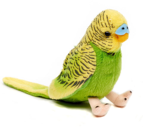Uni-Toys - Budgie without voice (green) - 12 cm (height) - plush bird - plush toy, cuddly toy