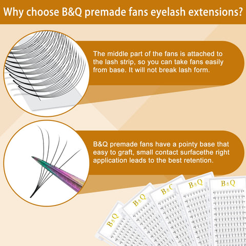 Premade Fans Eyelash Extensions 6D-C-0.10-16 Premade Volume Eyelash Extensions Pointed Base Fans 0.10 Premade Volume Fans C D Curl (6D-C-0.10,16 mm)