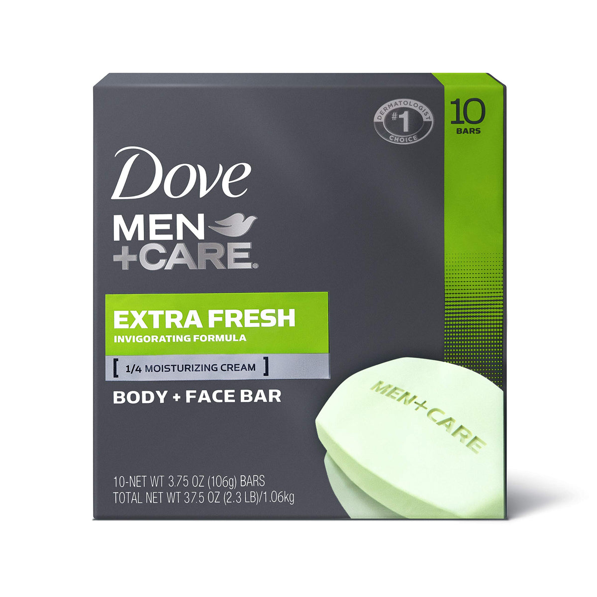 Dove Men+Care 3 in 1 Bar To Clean and Hydrate Skin Extra Fresh More Moisturizing Than Bar Soap 3.75 oz 10 Bars