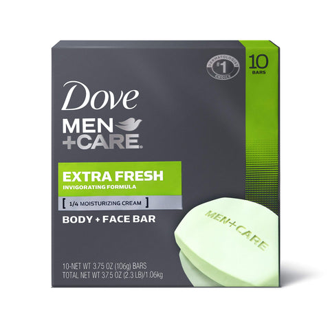 Dove Men+Care 3 in 1 Bar To Clean and Hydrate Skin Extra Fresh More Moisturizing Than Bar Soap 3.75 oz 10 Bars