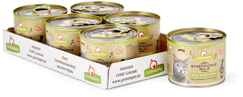 GranataPet Symphonie No. 6 Veal & Poultry, Cat Food without Grains & Added Sugar, Fillet in Natural Jelly, Delicate Wet Food for Cats, 6 x 200 g