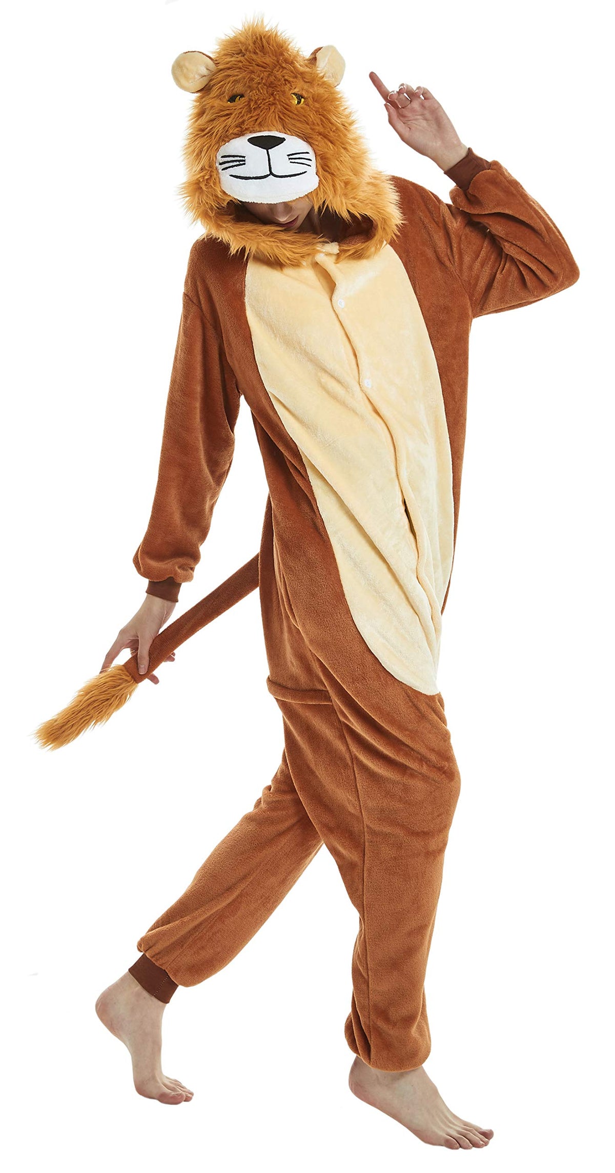 FunnyCos Adult Onesie Animal Pajamas Unisex Halloween Cosplay Costume Loungewear Lion L