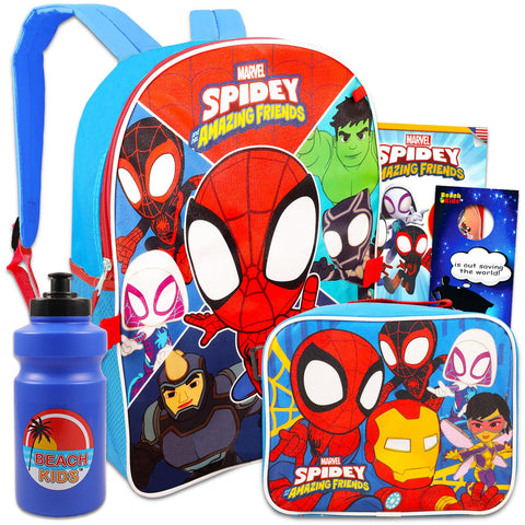 Spidey and His Amazing Friends Backpack and Lunch Box - 16Ã¢â‚¬Â Spiderman Backpack, Spidey Lunch Box, Water Bottle, Tattoos, More | Avengers Backpack