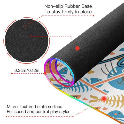 Funny Cats and Fish Custom Wireless Charging Mouse Pad for Mobile Phone Personalized Extra Large Gaming Mousepad with 13 Lighting Modes Extended Desk Mat for Gaming MacBook PC Laptop Desk Home Office