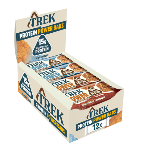 TREK Protein Power Bar Variety Pack - Plant Based - Gluten Free - Vegan Snack - 55g x 12 bars