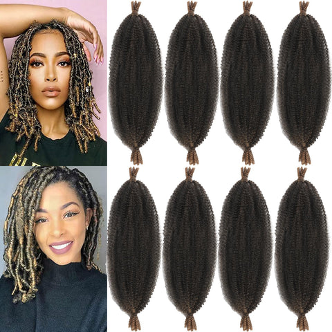 8 Packs Springy Afro Twist Hair 14 inch Pre-Separated Kinky Marley Twist Braiding Hair Soft Crochet for Distressed Faux Locs Spring Twist Hair Extensions for Women (14 Inch (Pack of 8), 1B/27)