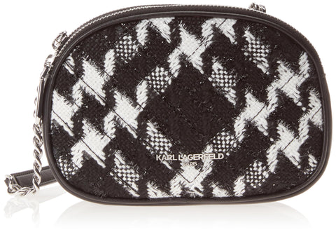 Karl Lagerfeld Paris Charlotte Crossbody, BK/WT ABS Houndstooth