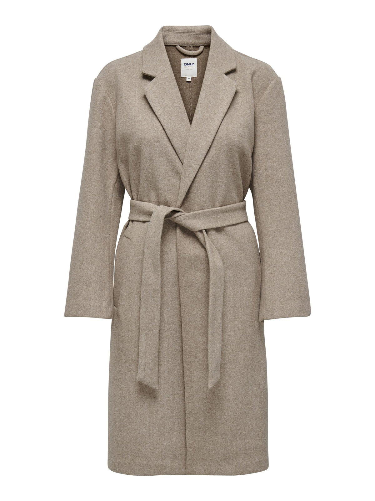 ONLY Women's Onltrillion Long Belt Coatigan PNT Noos, Mocha Meringue/Detail: w. Melange, M