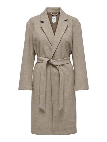 ONLY Women's Onltrillion Long Belt Coatigan PNT Noos, Mocha Meringue/Detail: w. Melange, M