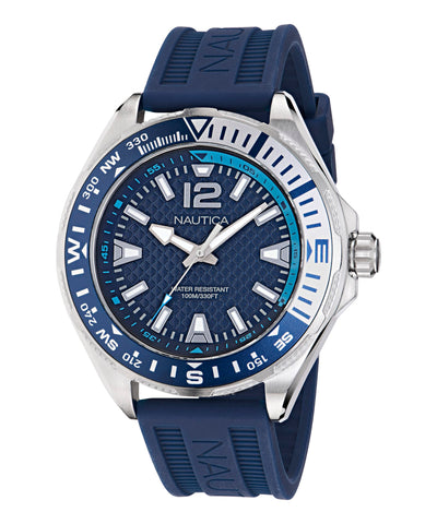 Nautica Men's NAPCWF305 Clearwater Beach Blue Silicone Strap Watch