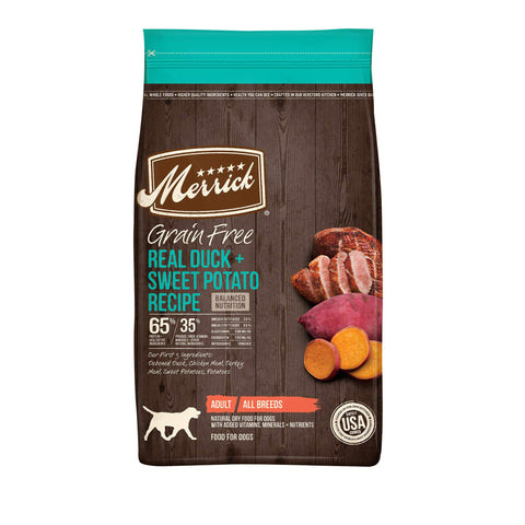 Merrick Grain Free Duck + Sweet Potato Recipe Dry Dog Food, 4 lbs.