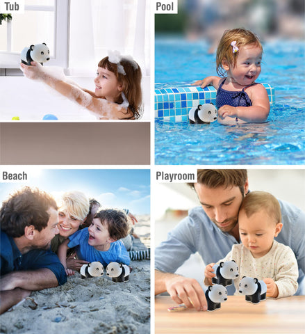 DolliBu Panda Bath Buddy Squirter - Floating Panda Bear Rubber Bath Toy, Fun Water Squirting Bathtime Play for Toddlers Cute & Soft Wild Life Animal Toy for Bathtub, Beach and Pool for Girls and Boys